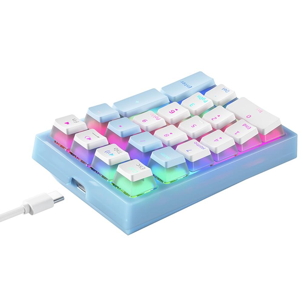 Keyboards & Mouse |   iBlancod K10 21 Keys Wired Mechanical Numeric Keyboard RGB Backlight Effect Mechanical Yellow Switches Pudding Keycaps Blue Computer Peripherals Keyboards & Mouse