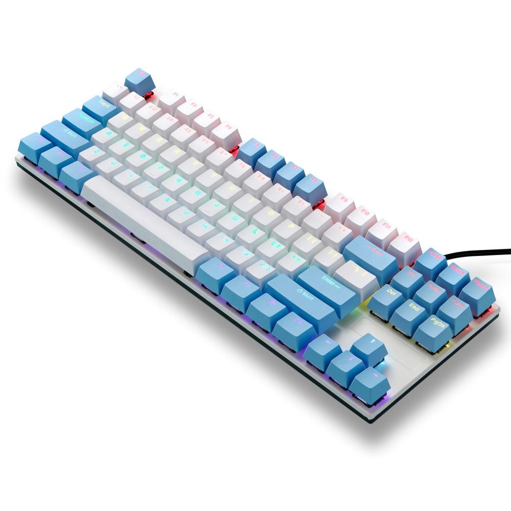 Keyboards & Mouse |   iBlancod K87 87 Keys Wired Mechanical Keyboard Metal Panel Two-color Injection Keycap 20 Light Effects Blue&White(Blue Switches) Computer Peripherals Keyboards & Mouse