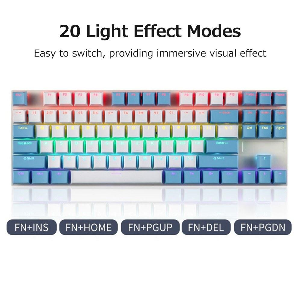 Keyboards & Mouse |   iBlancod K87 87 Keys Wired Mechanical Keyboard Metal Panel Two-color Injection Keycap 20 Light Effects Blue&White(Blue Switches) Computer Peripherals Keyboards & Mouse