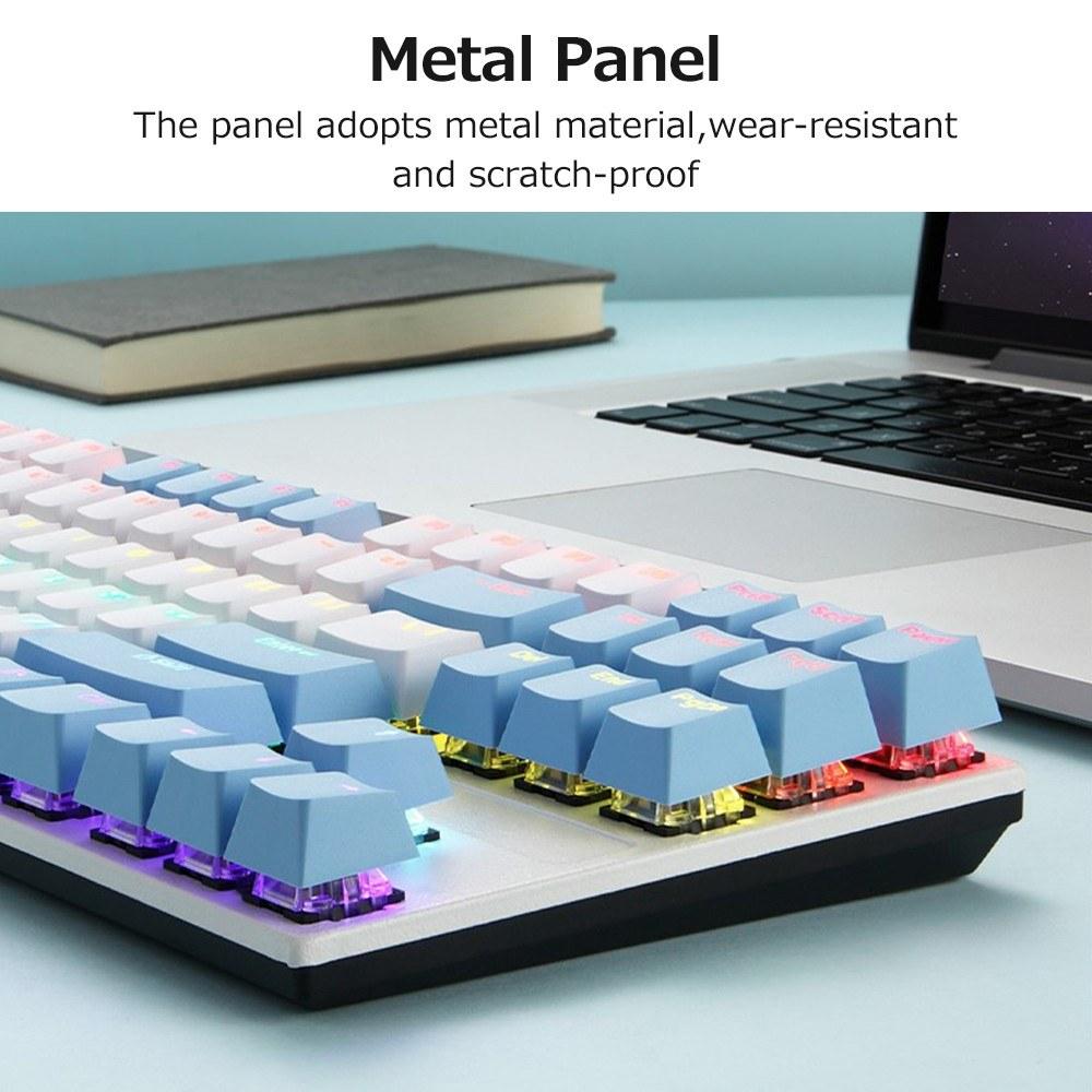 Keyboards & Mouse |   iBlancod K87 87 Keys Wired Mechanical Keyboard Metal Panel Two-color Injection Keycap 20 Light Effects Blue&White(Blue Switches) Computer Peripherals Keyboards & Mouse