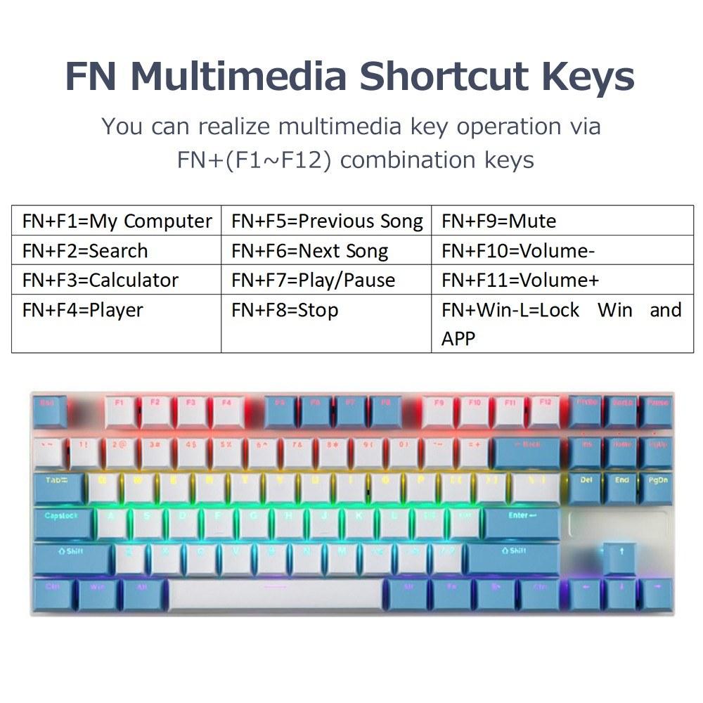 Keyboards & Mouse |   iBlancod K87 87 Keys Wired Mechanical Keyboard Metal Panel Two-color Injection Keycap 20 Light Effects Blue&White(Blue Switches) Computer Peripherals Keyboards & Mouse