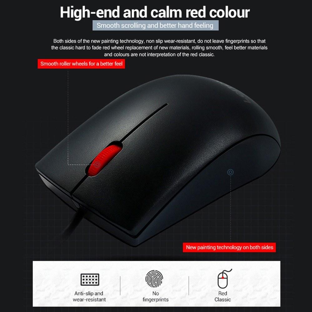 Keyboards & Mouse |   Lenovo M220L High Precision 1000DPI Wired Mouse for Laptop PC Computer Peripherals Keyboards & Mouse