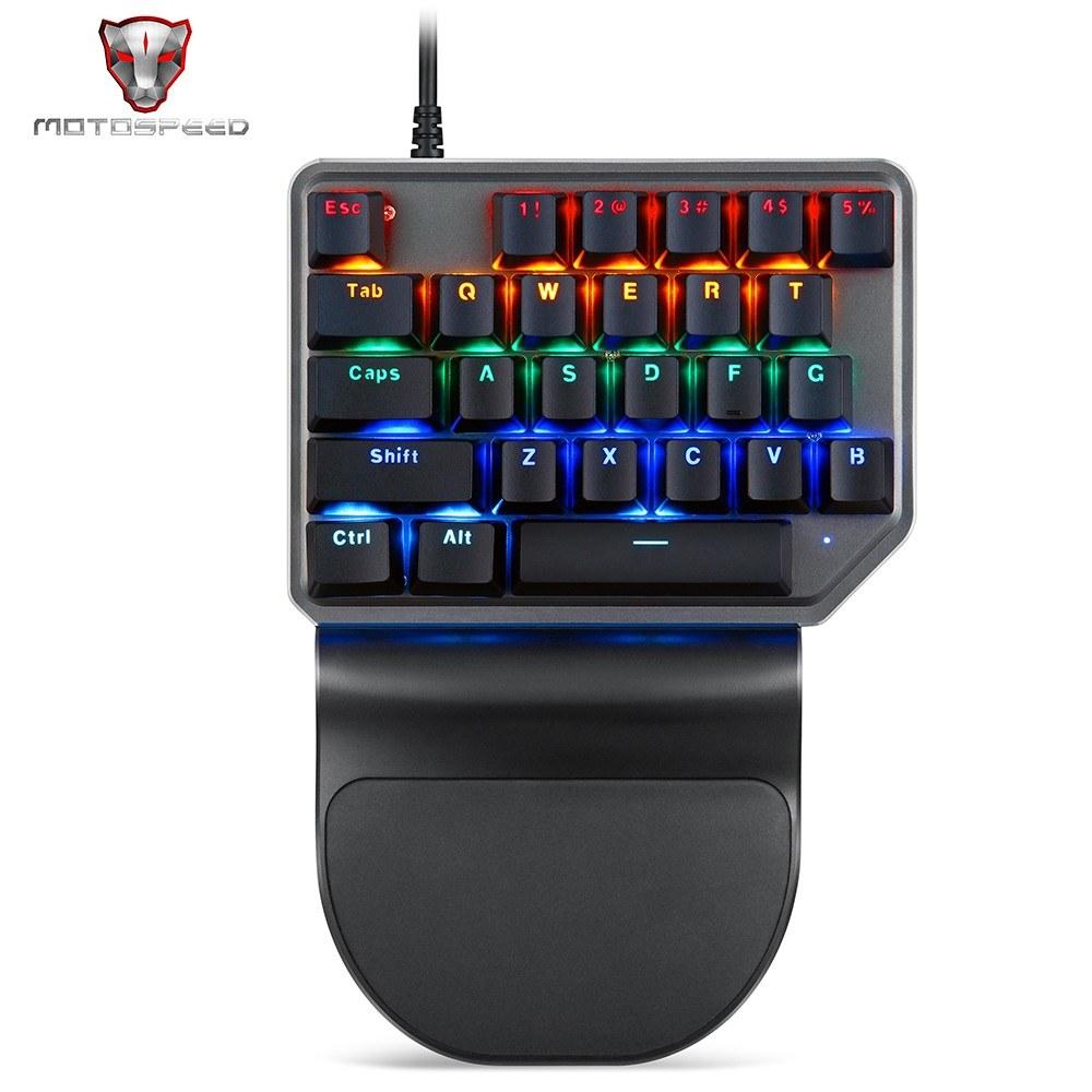 Keyboards & Mouse |   Motospeed K27 One-handed Mechanical Keyboard 27 Keys Wired Gaming Keyboard LED Mixed Light Effect Mechanical Blue Switches Computer Peripherals Keyboards & Mouse