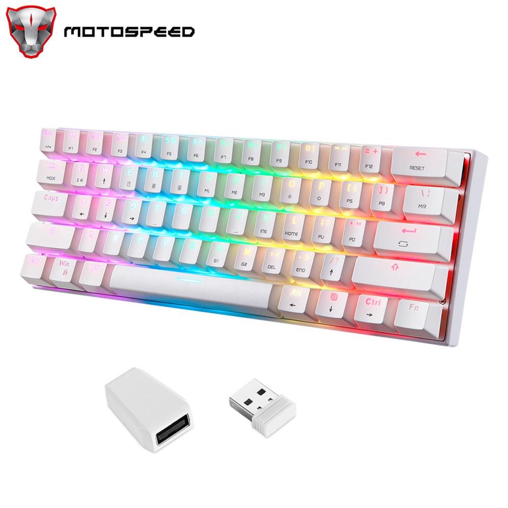 Keyboards & Mouse |   Motospeed SK62 BT Wireless Gaming Mechanical Keyboard 61 Keys RGB Backlight Blue Switch Macro Drive For Laptop PC Computer Peripherals Keyboards & Mouse