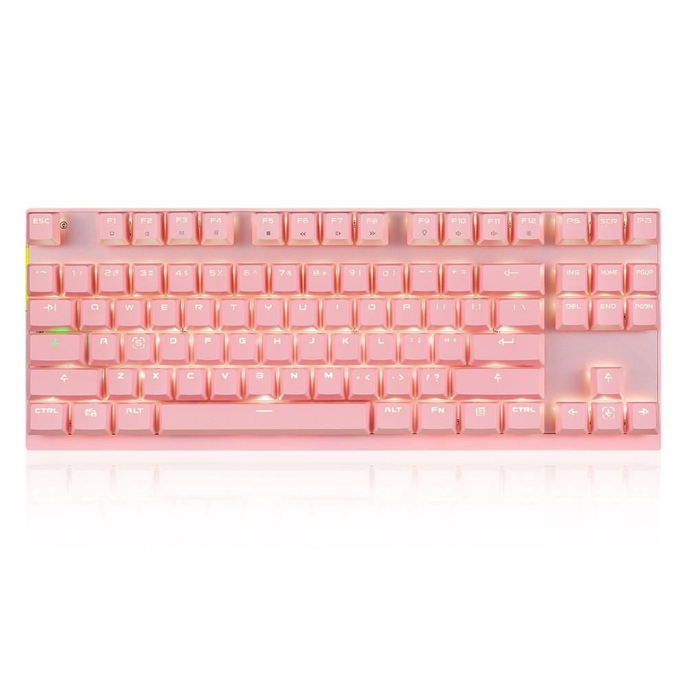 Keyboards & Mouse |   Motospeed Wired / Wireless Dual Mode 87 Keys Red Switch Mechanical Keyboard 2.4G Wireless Backlit Gaming Keyboard Built-in Rechargeable Battery Aluminium Alloy Panel for Desktop/Laptop (Pink) Computer Peripherals Keyboards & Mouse