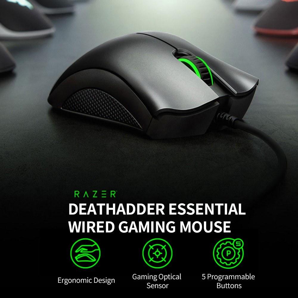 Keyboards & Mouse |   Razer DeathAdder Essential Wired Gaming Mouse Ergonomic Mice with 6400DPI Optical Sensor 5 Programmable Buttons  (2021 Version) Computer Peripherals Keyboards & Mouse