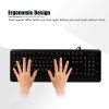 Keyboards & Mouse |   Wired Large Print Keyboard White Bold Jumbo Letters Silent Backlit Keyboard with Oversized Characters 104 Keys for The Elder and People with Bad Eye Sight and Vision Ailment Computer Peripherals Keyboards & Mouse