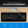 Keyboards & Mouse |   Wired Large Print Keyboard White Bold Jumbo Letters Silent Backlit Keyboard with Oversized Characters 104 Keys for The Elder and People with Bad Eye Sight and Vision Ailment Computer Peripherals Keyboards & Mouse