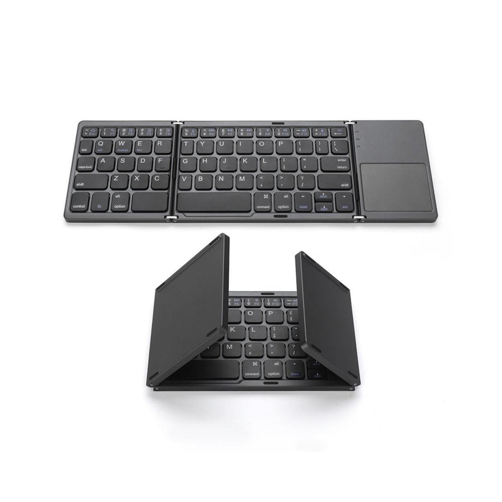 Keyboards & Mouse |   Wireless BT Keyboard Folding Keyboard Portable Ultra Slim BT Keyboard with Touchpad for Windows/Android/iOS Grey Computer Peripherals Keyboards & Mouse