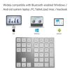 Keyboards & Mouse |   Wireless Numeric Keyboard Aluminium 34 Key BT Keyboard Built-in Rechargeable Battery Keypad for Windows/iOS/Android (Silver) Computer Peripherals Keyboards & Mouse