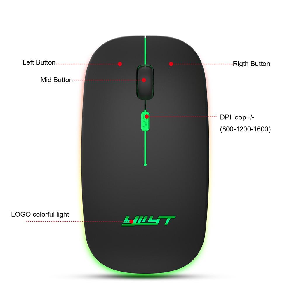 Keyboards & Mouse |   YWYT 2.4G Wireless Mouse Slim Rechargeable Mouse Quiet Operation 3 Adjustable DPI Levels Breathing Light, Black Computer Peripherals Keyboards & Mouse