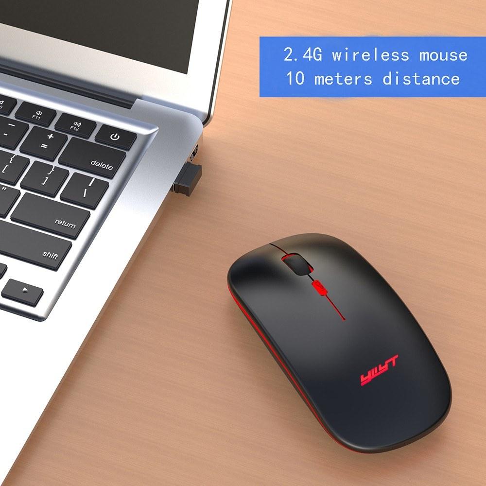 Keyboards & Mouse |   YWYT 2.4G Wireless Mouse Slim Rechargeable Mouse Quiet Operation 3 Adjustable DPI Levels Breathing Light, Black Computer Peripherals Keyboards & Mouse