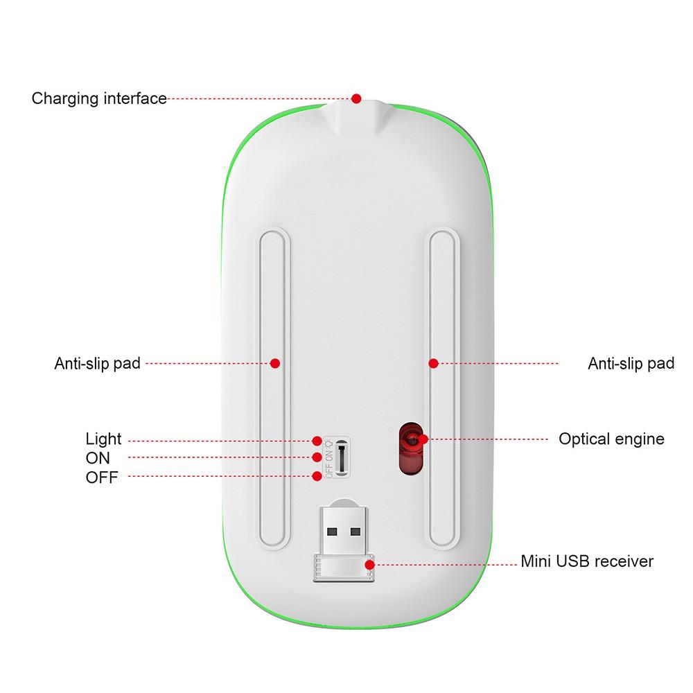 Keyboards & Mouse |   YWYT 2.4G Wireless Mouse Slim Rechargeable Mouse Quiet Operation 3 Adjustable DPI Levels Breathing Light, Black Computer Peripherals Keyboards & Mouse