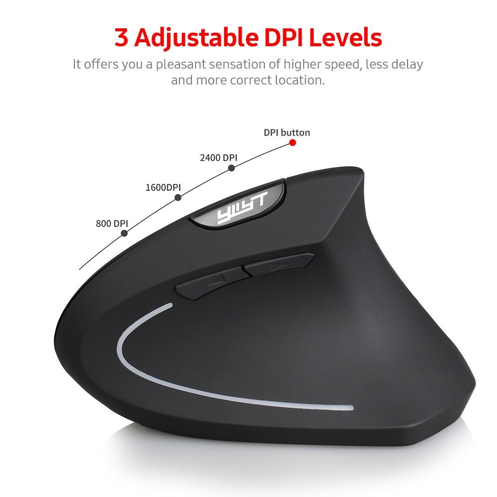 Keyboards & Mouse |   YWYT 2.4G Wireless Rechargeable Vertical Mouse Ergonomic Upright Mouse Optical Mouse 3 Adjustable DPI Levels/ Plug&Play Black Computer Peripherals Keyboards & Mouse