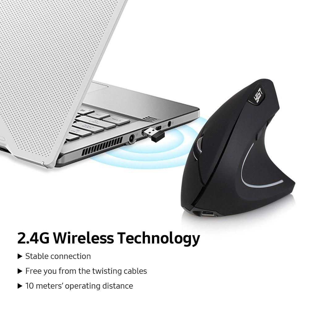 Keyboards & Mouse |   YWYT 2.4G Wireless Rechargeable Vertical Mouse Ergonomic Upright Mouse Optical Mouse 3 Adjustable DPI Levels/ Plug&Play Black Computer Peripherals Keyboards & Mouse