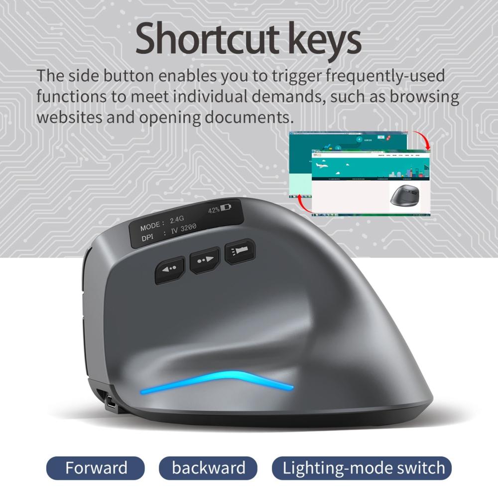 Keyboards & Mouse |   ZELOTES F-26C Rechargeable display dual-mode wireless mouse with silent 2.4GHz BT gray Computer Peripherals Keyboards & Mouse