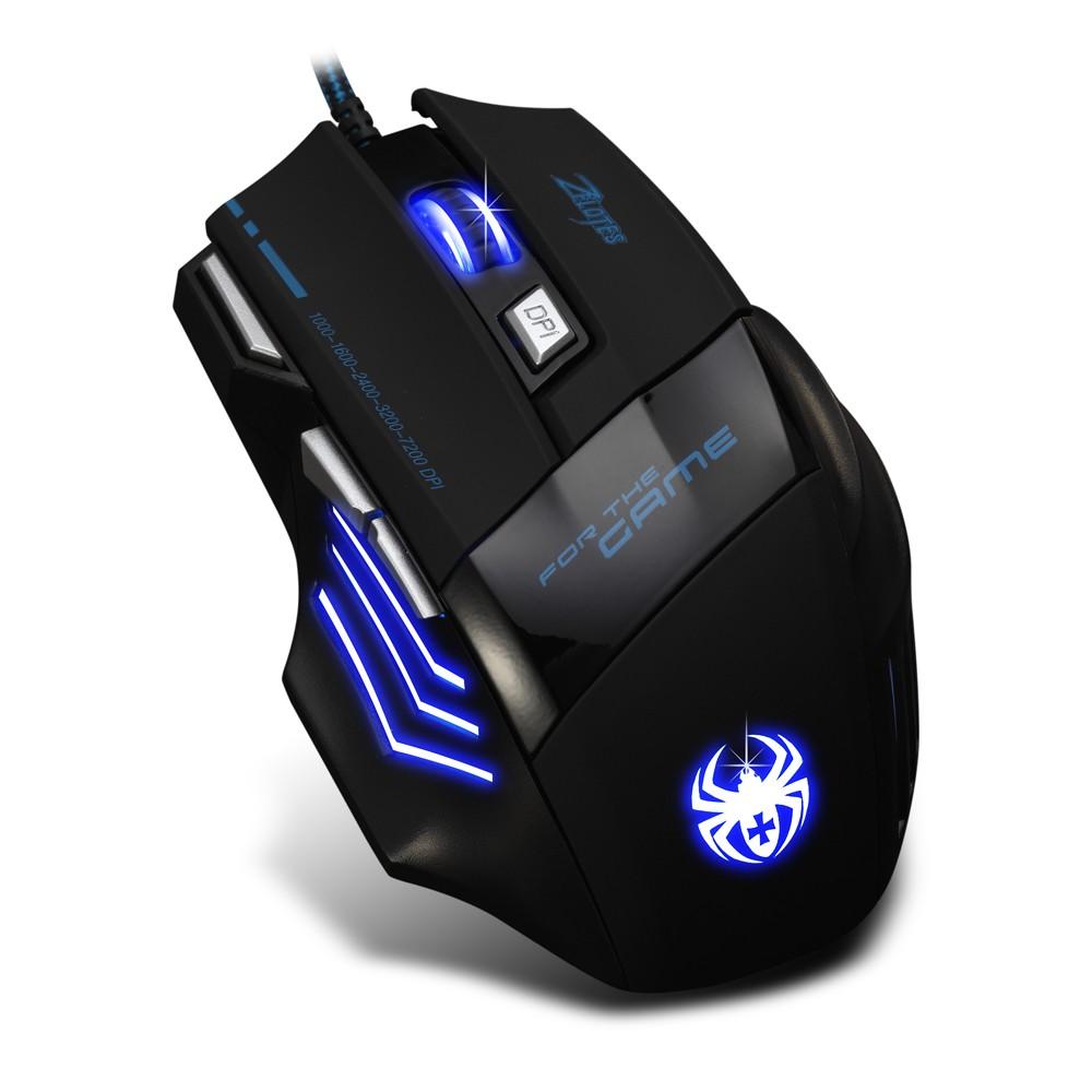 Keyboards & Mouse |   ZELOTES T-80 Gaming Mouse 7200 DPI Backlight Multi Color LED Optical 7 Button Mouse Gamer USB Wired Gaming Mouse for Pro Gamer Computer Peripherals Keyboards & Mouse