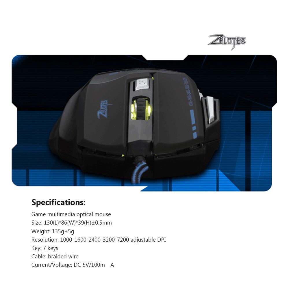 Keyboards & Mouse |   ZELOTES T-80 Gaming Mouse 7200 DPI Backlight Multi Color LED Optical 7 Button Mouse Gamer USB Wired Gaming Mouse for Pro Gamer Computer Peripherals Keyboards & Mouse