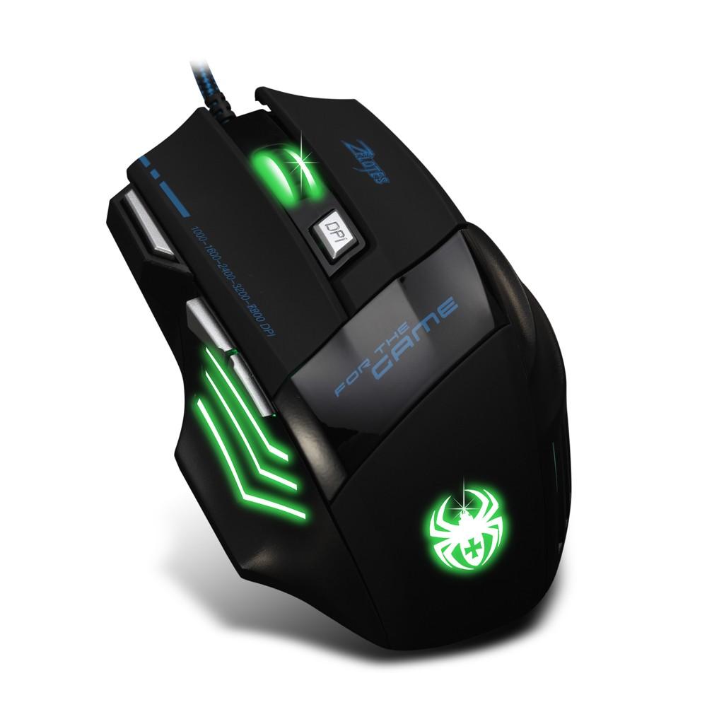 Keyboards & Mouse |   ZELOTES T-80 Gaming Mouse 7200 DPI Backlight Multi Color LED Optical 7 Button Mouse Gamer USB Wired Gaming Mouse for Pro Gamer Computer Peripherals Keyboards & Mouse