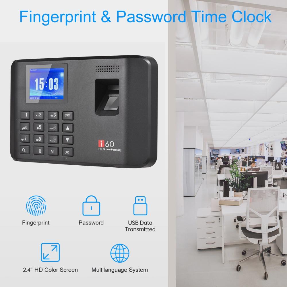 Office Electronics |   2.4 Inch LCD Screen Intelligent Biometric Fingerprint Password Attendance Machine with U Disk Office Electronics Office Electronics