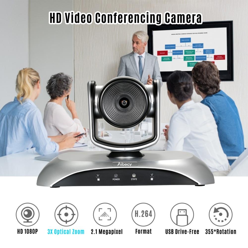 Office Electronics |   Aibecy 1080P HD Video Conference Camera 3X Optical Zoom Wide Angle Webcam Supported H.264 Hard Compression 355° Rotation Plug & Play with Remote Control for Video Meetings Training Teaching Office Electronics Office Electronics