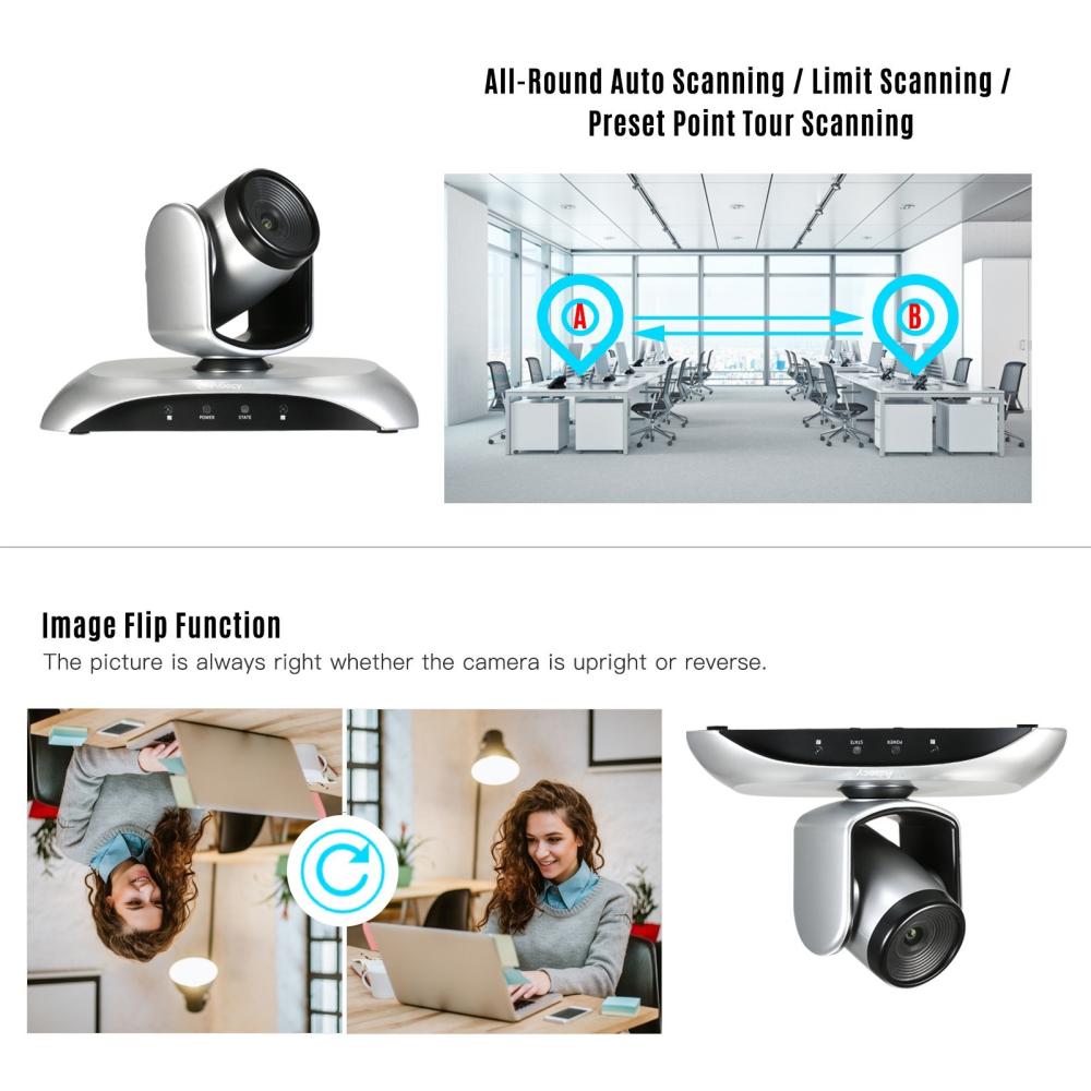 Office Electronics |   Aibecy 1080P HD Video Conference Camera 3X Optical Zoom Wide Angle Webcam Supported H.264 Hard Compression 355° Rotation Plug & Play with Remote Control for Video Meetings Training Teaching Office Electronics Office Electronics