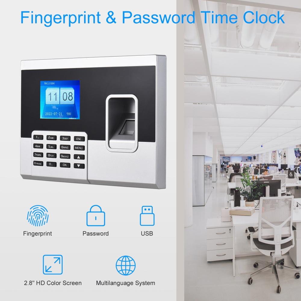 Office Electronics |   Fingerprint Password Attendance Machine Access Control Time Clock Recorder Office Electronics Office Electronics