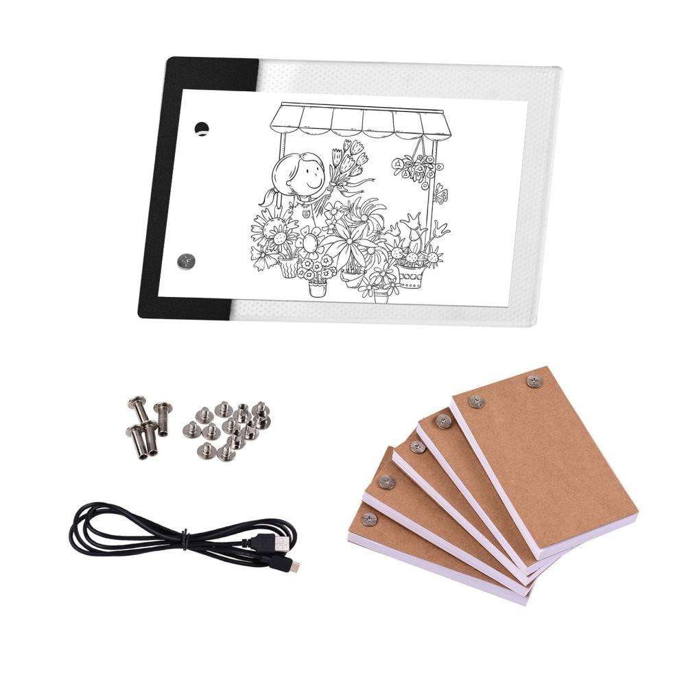 Office Electronics |   Flip Book Kit with Mini LED Light Pad Hole Design 3 Level Brightness Control Light Box 300 Sheets Animation Paper Flipbook Binding Screws for Children Students Adults Drawing Tracing Sketching Cartoon Creation Office Electronics Office Electronics