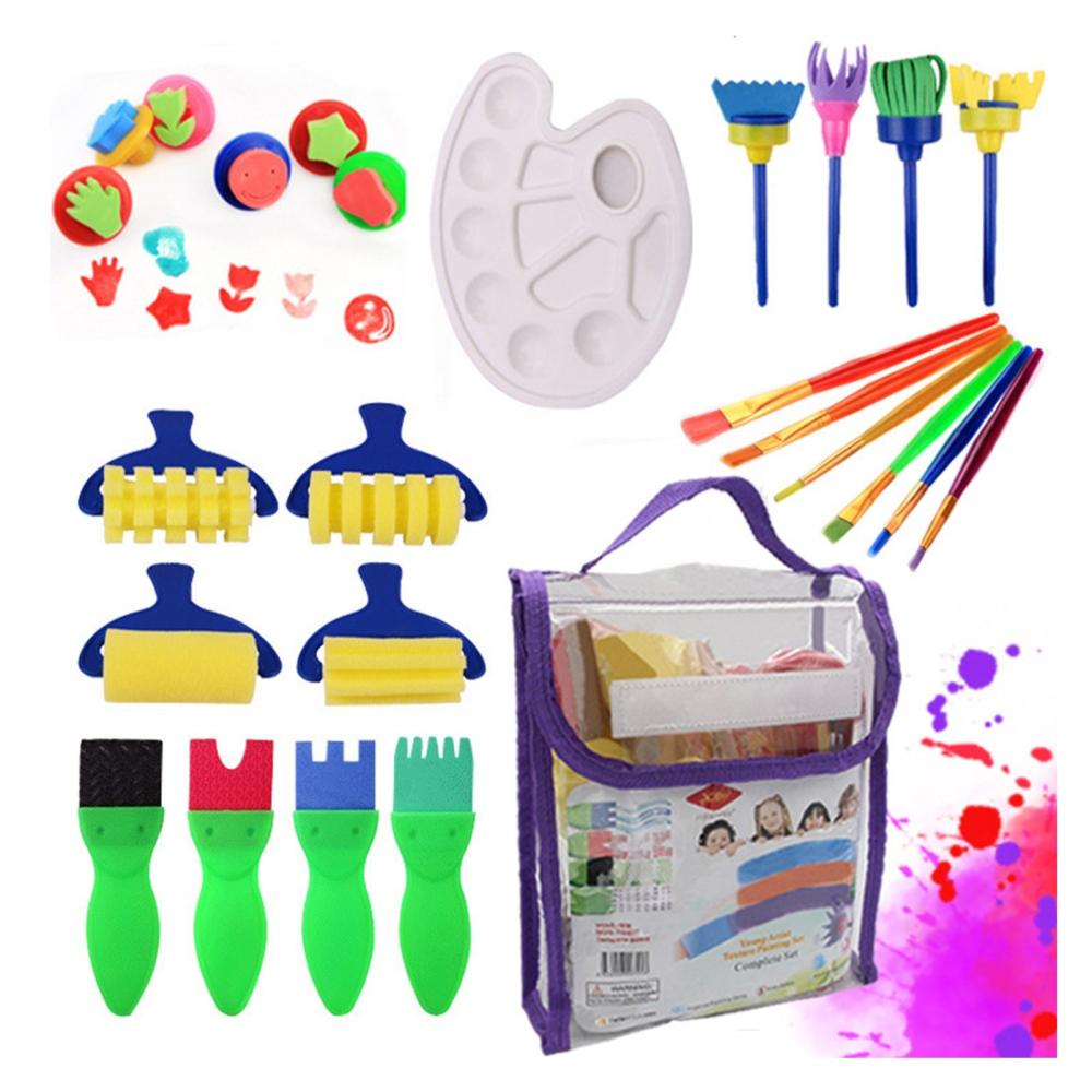 Other Stationery |   25PCS Children Paintbrushes Washable Paint Brushes Sponge Painting Brush Set for Toddler Kids Early DIY Learning Toys Finger Paints sponges Art Supplies Gifts for Acrylic Crafts Rock Tempera Paints Other Stationery Other Stationery