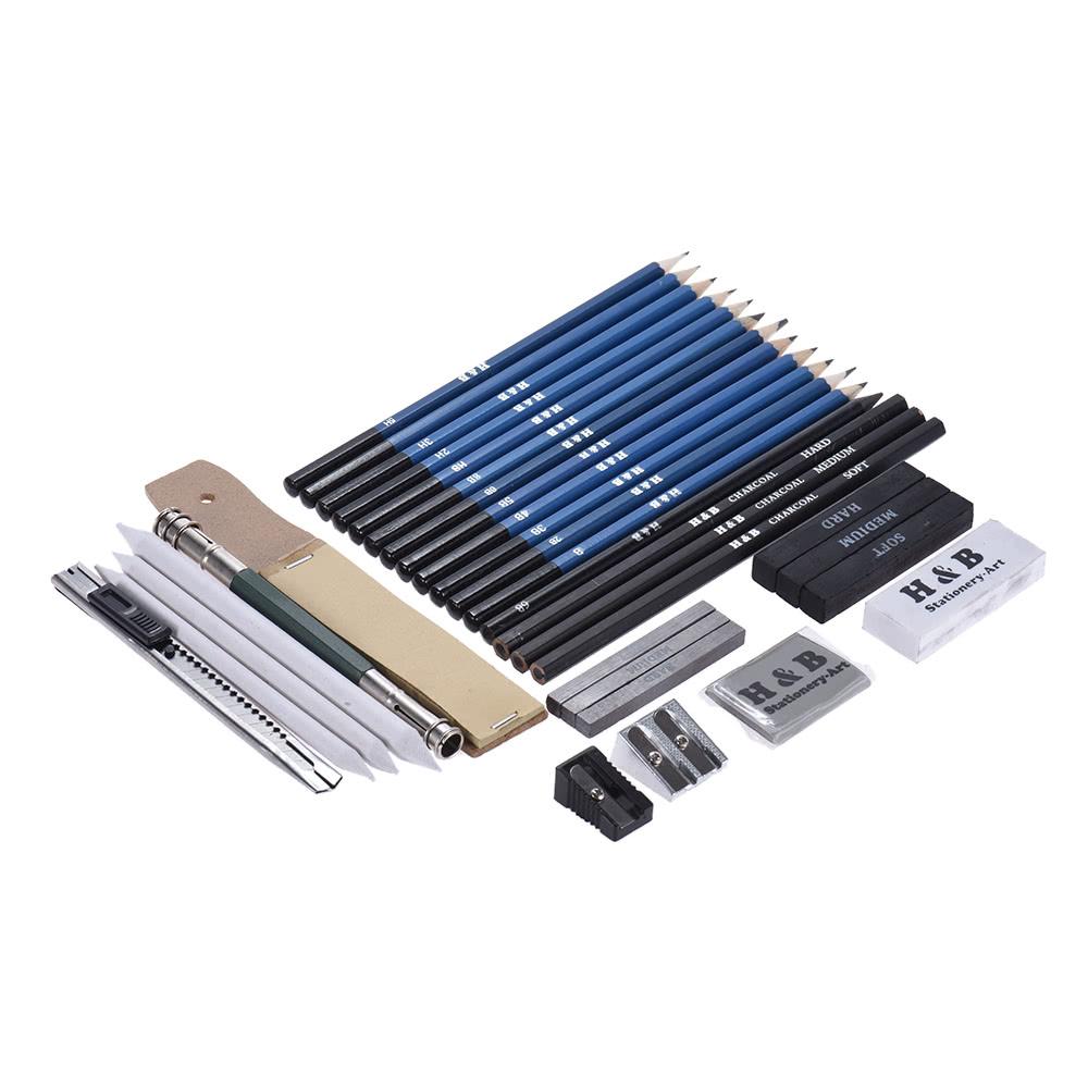 Other Stationery |   32pcs/Set Professional Drawing Sketch Pencil Kit Including Sketch Pencils Graphite & Charcoal Pencils Sticks Erasers Sharpeners with Carrying Bag for Art Supplies Students Other Stationery Other Stationery