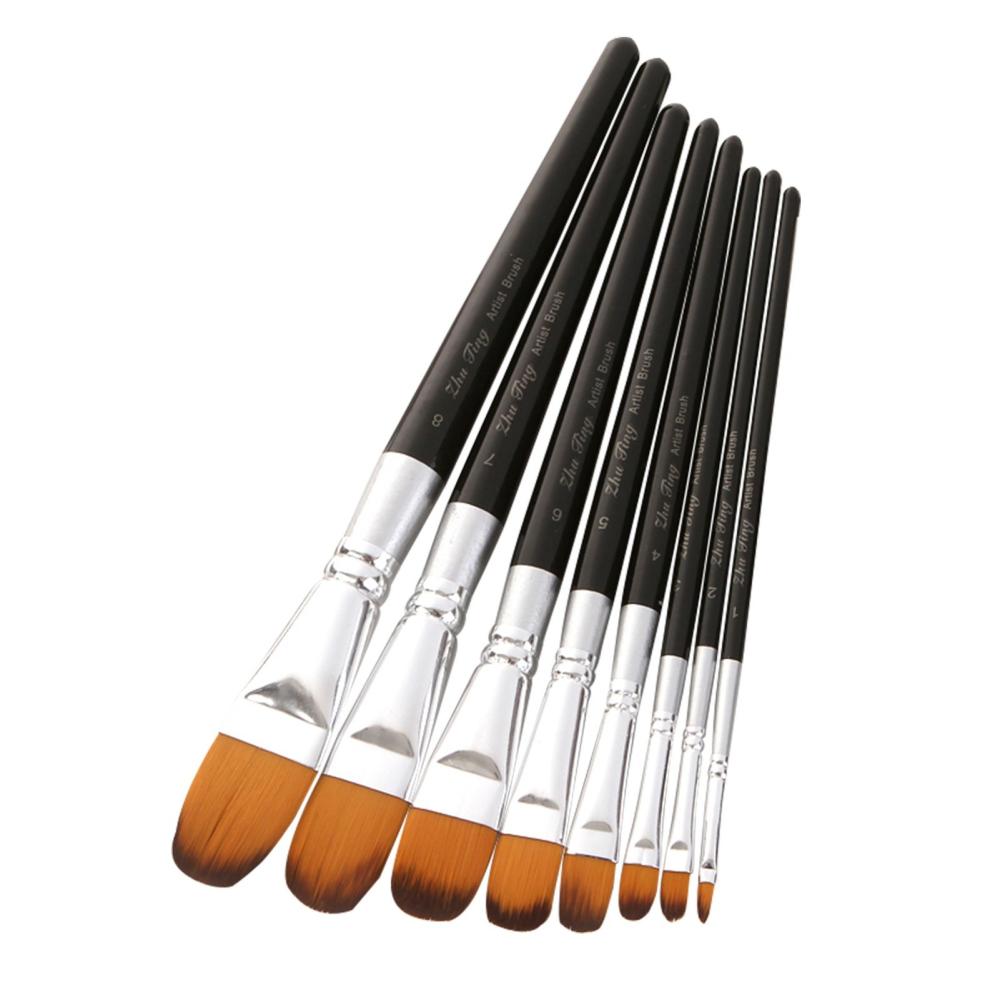 Other Stationery |   8pcs Paint Brushes Set Flat Tips Nylon Hair Paintbrushes for Students Adults Artists Acrylic Oil Watercolor Gouache Nail Body Face Art Crafts Supplies Other Stationery Other Stationery