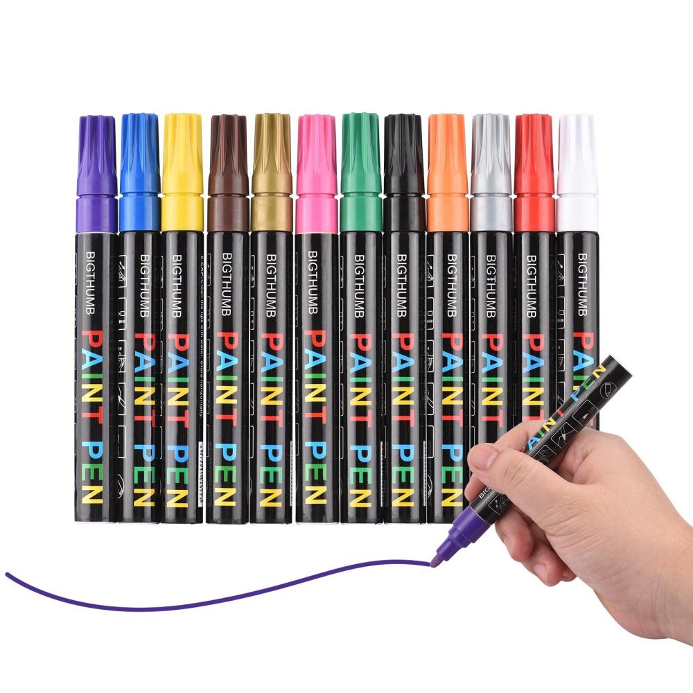 Other Stationery |   BIGTHUMB 12 Colors Paint Pens Oil-Based Paint Marker Set Waterproof Quick Dry for Rocks Painting Glass Plastic Ceramic Wood Metal DIY Craft Write on Almost Anything Other Stationery Other Stationery