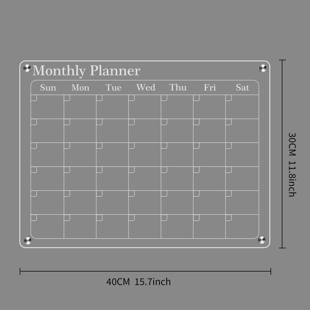 Other Stationery |   Clear Acrylic Magnetic Monthly and Blank Planning Board for Fridge Calendar 40*30cm Other Stationery Other Stationery