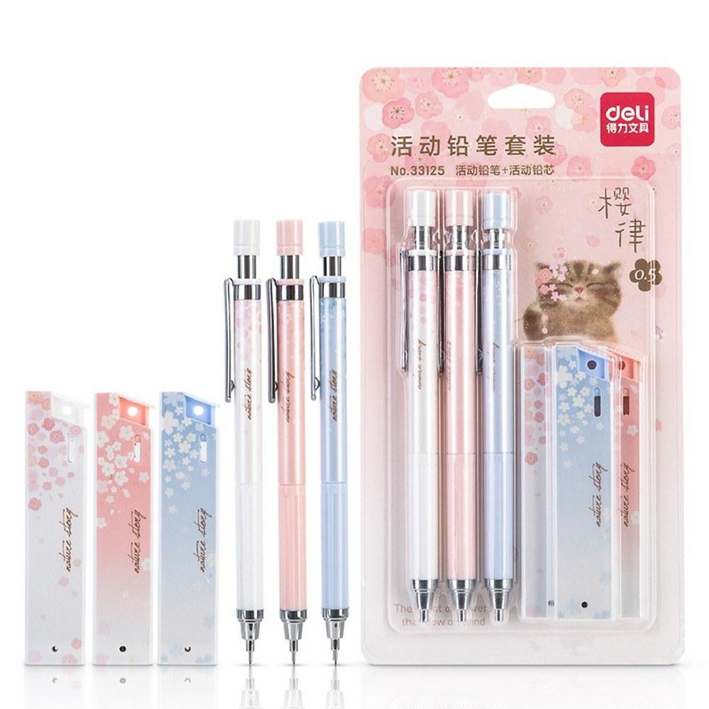 Other Stationery |   Deli Mechanical Pencil Set Automatic Drafting Pencil Includes 3 Pencils/3 Pack 0.5mm Lead Refills Other Stationery Other Stationery