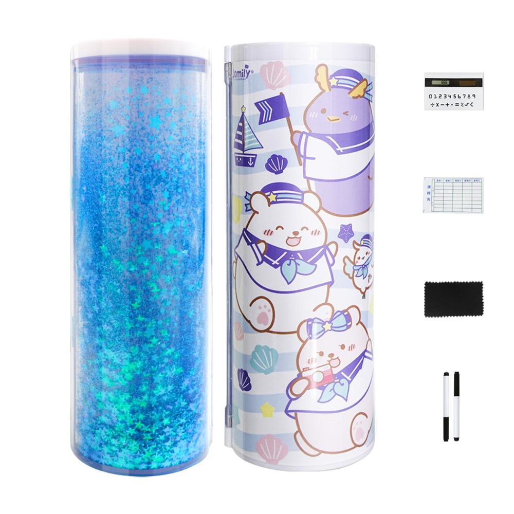 Other Stationery |   NBX Pencil Cases Multifunctional Standing Quicksand Pencil Case Organizer Double Layer   Cylindrical Cute Pen Bag Holder with Mirror Erasable Notepad Calculator Large Capacity   Storage Stationery Box for School Students Kids Other Stationery Other Stationery