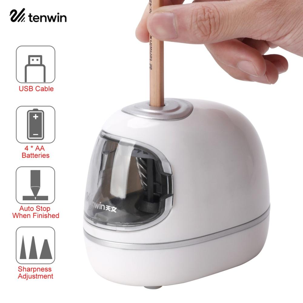 Other Stationery |   tenwin Portable Electric Pencil Sharpener Durable Helical Blade Sharpness-adjustment USB/Battery Operated Fast Sharpen Auto Stop for 6-8mm Colored Pencils for Home Office School Classroom Students Artists Other Stationery Other Stationery