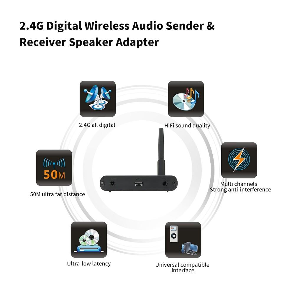 Others |   2.4G Digital Wireless Audio Transmitter Sender & Receiver Adapter Speaker for HiFi Home Audio Stereo Music Streaming Sound Systems Computer Peripherals Others