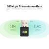 Others |   600Mbps Driver-free Wireless Network Card 2.4GHz+5GHz Dual-band USB Wireless Network Card USB WiFi Adapter for PC Laptop Networking Others