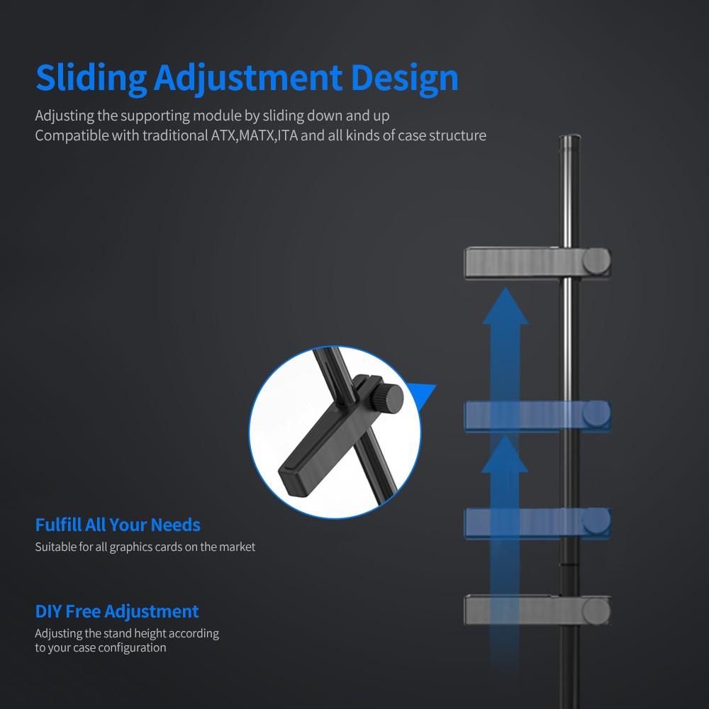 Others |   GM962 Aluminum Vertical Graphics Card Holder Double Support Jack Bracket Desktop PC Case Video Card Stand Cooling Bracket Silver Computer Peripherals Others