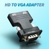 Others |   HD Male to VGA Female Adapter with 3.5mm Audio Port Support 1920*1080 Resolution Independent Audio Output Small Size Black Computer Peripherals Others