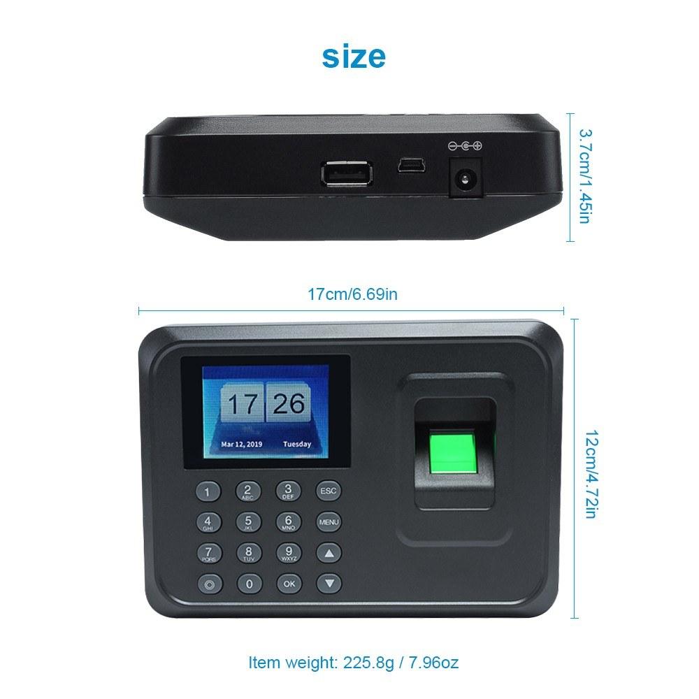 Others |   Intelligent Biometric Fingerprint Password Attendance Machine Employee Checking-in Recorder 2.4 inch TFT LCD Screen DC 5V Time Attendance Clock Computer Peripherals Others