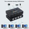 Others |   KCEVE 4K@60Hz Switch 4 Port USB Switcher Selector 4 in 1 Out Switcher with Remote Control Sync Output Audio&Video Computer Peripherals Others