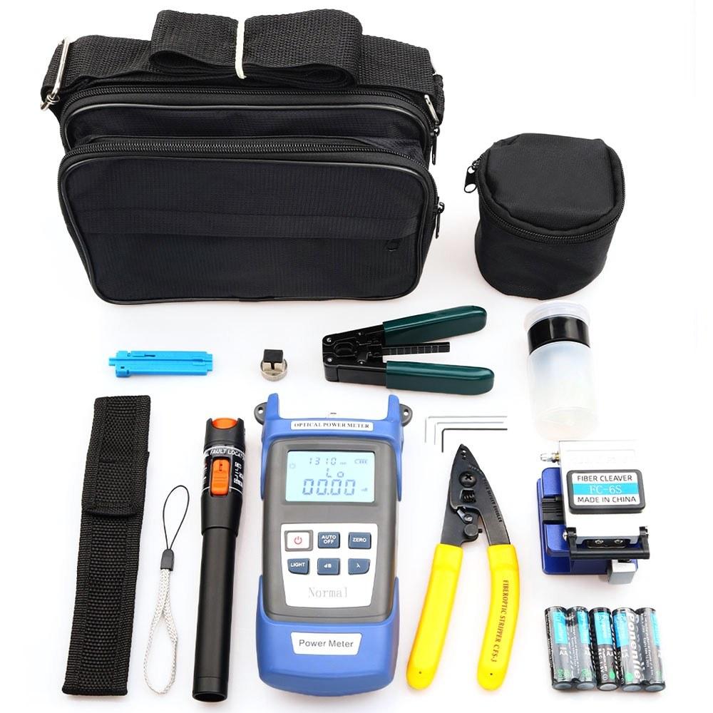 Others |   Optical Fiber Tool Set Fiber Cleaver Set Cold Contact Cutting Tool Set with Optical Power Meter Red Pen Wire Stripper Storage Bag Computer Peripherals Others