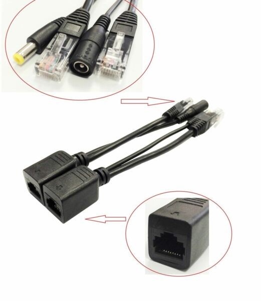 Others |   Power Over Ethernet Passive PoE Adapter Injector + Splitter Kit PoE Cable Black Computer Peripherals Others