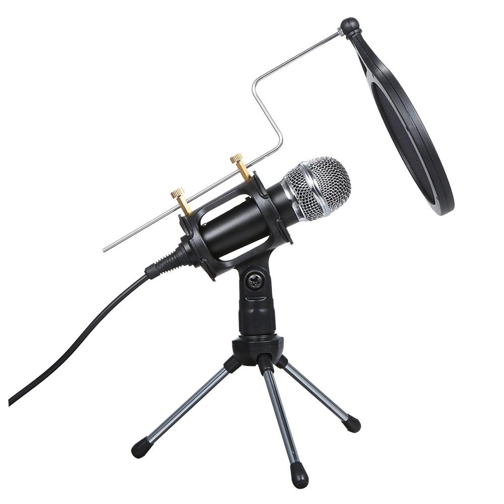 Others |   Wired Condenser Microphone Audio 3.5mm Studio Mic Vocal Recording KTV Karaoke Mic with Stand for PC Phone Computer Peripherals Others