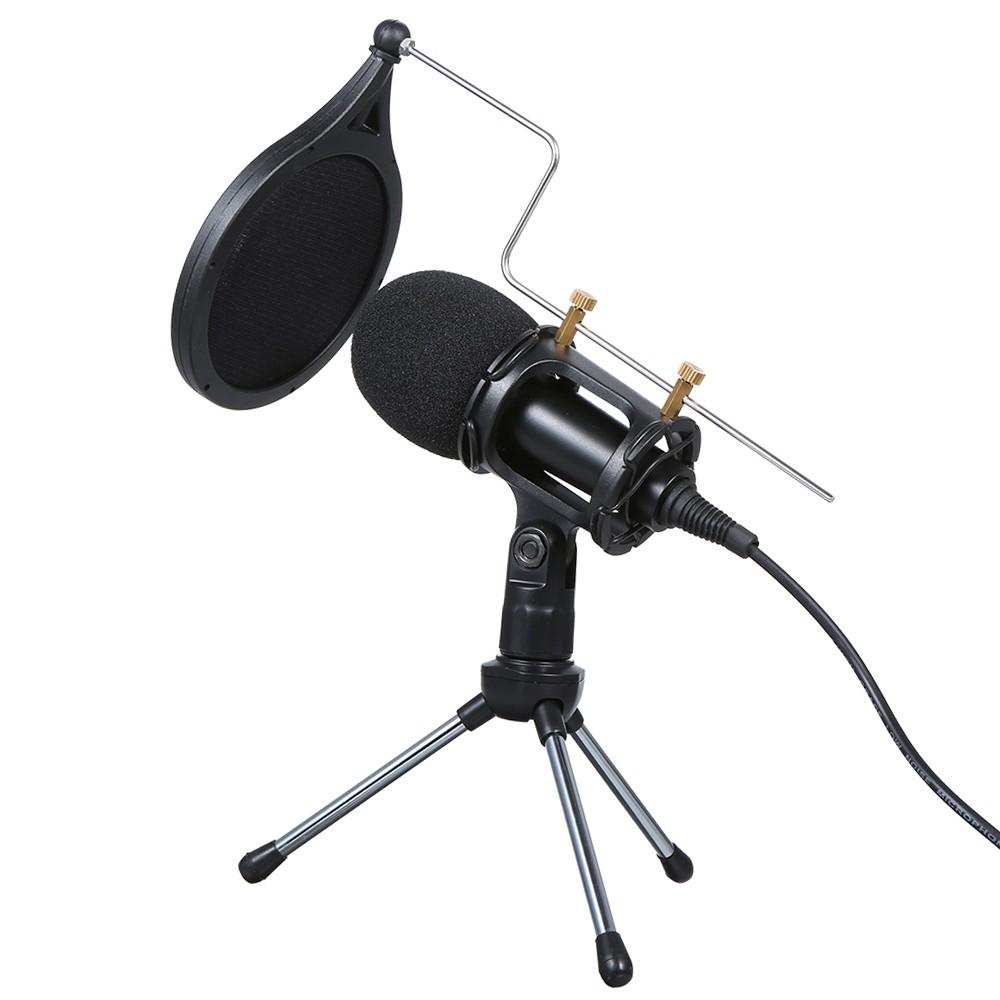 Others |   Wired Condenser Microphone Audio 3.5mm Studio Mic Vocal Recording KTV Karaoke Mic with Stand for PC Phone Computer Peripherals Others