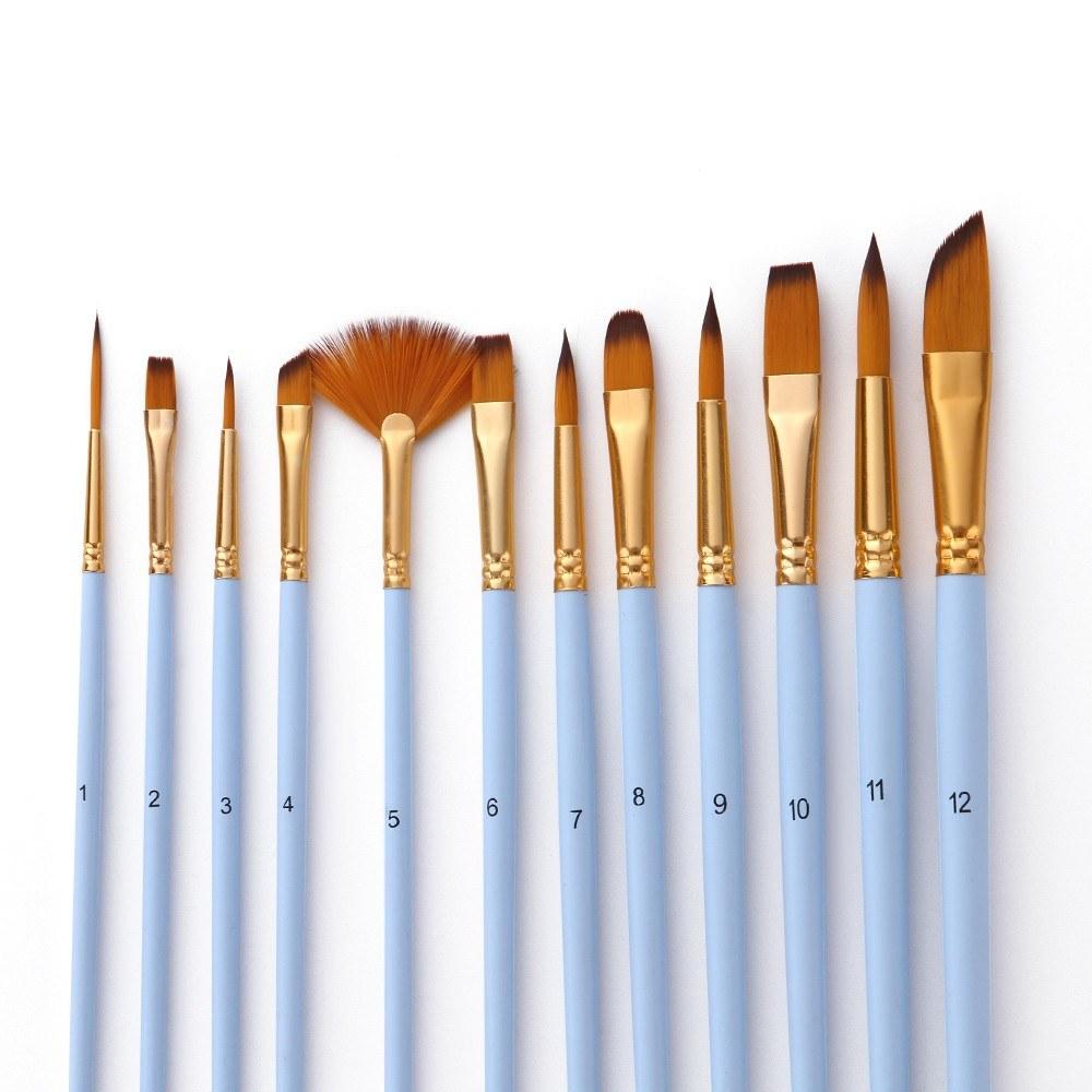 Painting Supplies |   12Pcs Fine Detail Paint Brush Set Double Color Taklon Hair Paintbrushes for Miniature Acrylic Oil Watercolor Painting Beginner Student Artist Drawing Kits Painting Supplies Painting Supplies