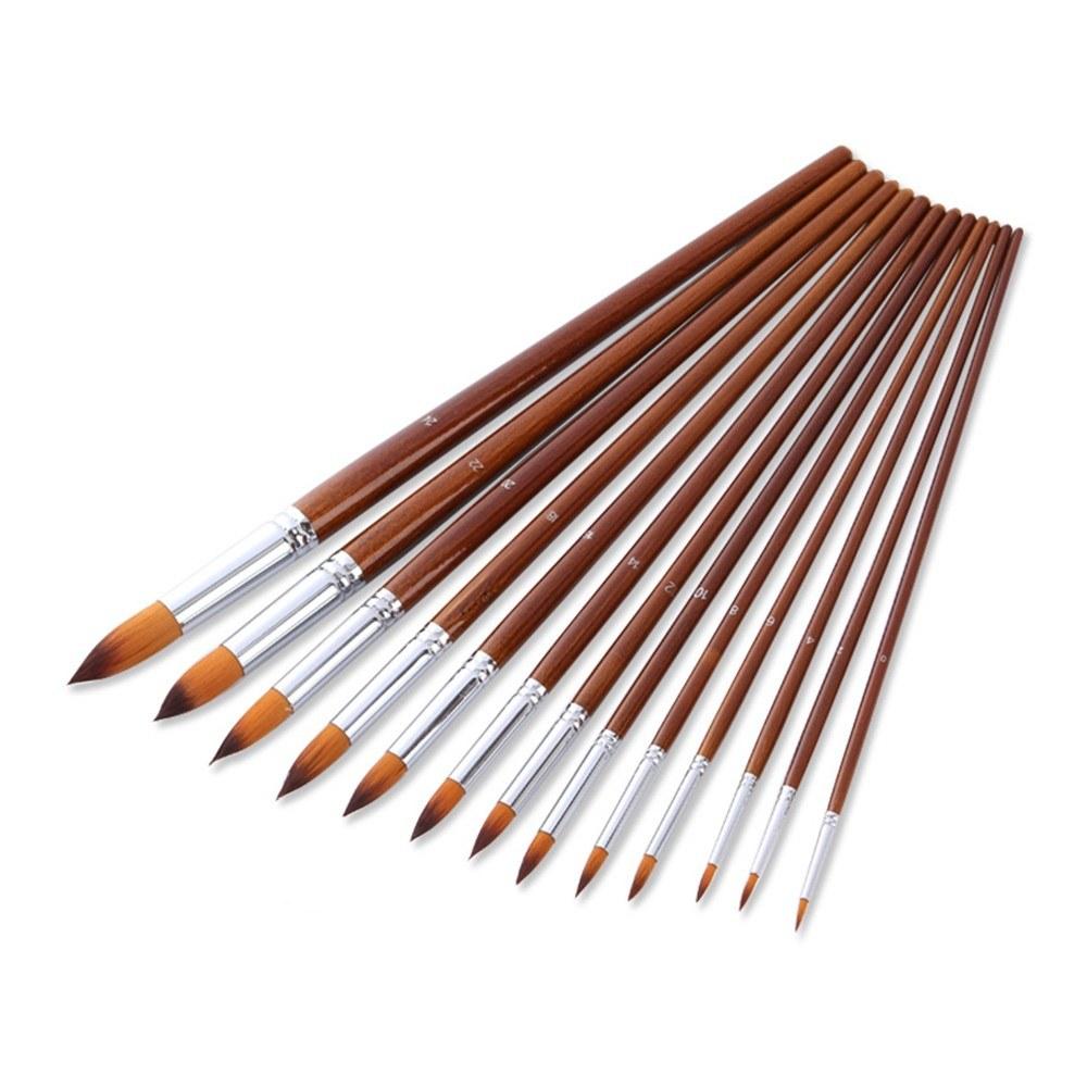 Painting Supplies |   13pcs Professional Art Paint Brushes Set Long Wooden Handle Nylon Hair Paintbrush for Acrylic Oil Watercolor Gouache Face Painting Drawing Art Supplies Painting Supplies Painting Supplies