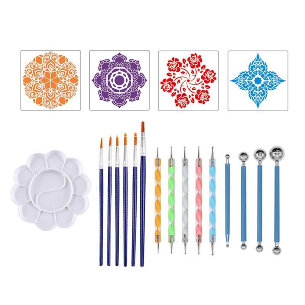 Painting Supplies |   20 Piece Set Mandala Dotting Tools DIY Painting Stencils Ball Stylus Palette Paint Brushes for Canvas Rocks Coloring Drawing Crafting Art Supplies Painting Supplies Painting Supplies