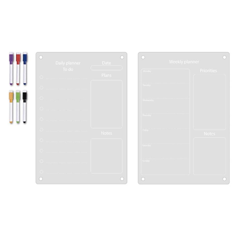 Painting Supplies |   2pcs Clear Acrylic Magnetic Dry Erase Board Weekly Planner and To Do List Board Painting Supplies Painting Supplies